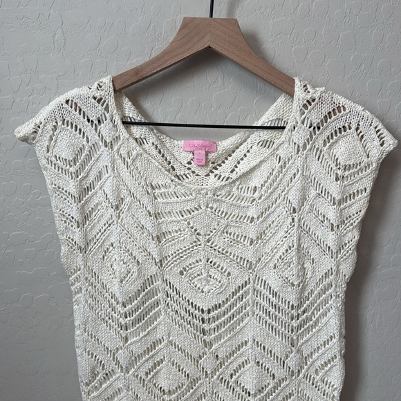 Lily Pulitzer Crochet Knit Pom Pom Sweater Size Small - Picture 2 of 6
